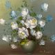Nature Morte huile sur toile bouquet de roses blanches