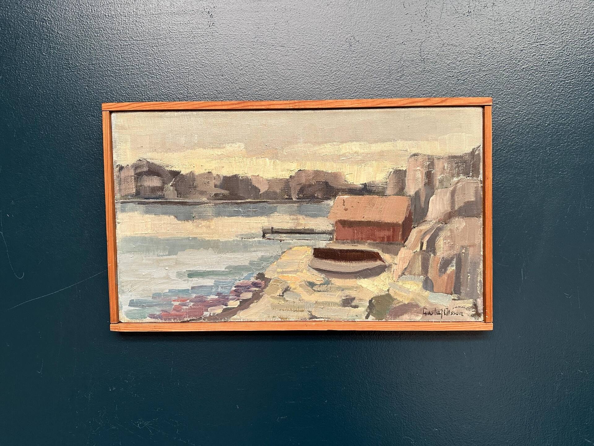 Original Swedish Oil On Canvas – “Seascape” By Gustaf Olsson – Signed – Vintage & Framed – 50 × 30 Cm (19.7" × 11.8")