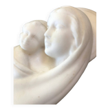 Virgin and Child bas relief in alabaster on black marble Inactive Photos
