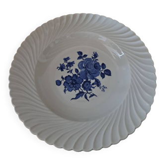 Plat de service rond creux KG Luneville motif fleurs bleues