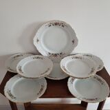 Assiettes à dessert et plat porcelaine fleurs service à dessert