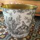 Metal wastebasket old décor fabric of jouy