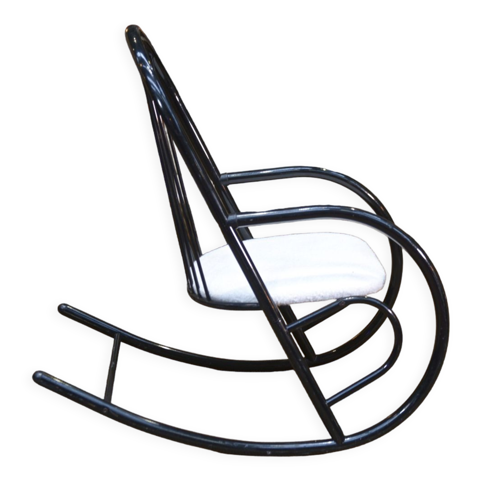 Rocking chair in black lacquered metal 1970
