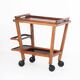 Vintage oak bar cart with removable tray. France 1950s.