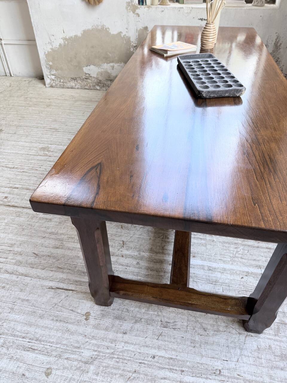 Table de ferme campagne noyer massif XL 250cm