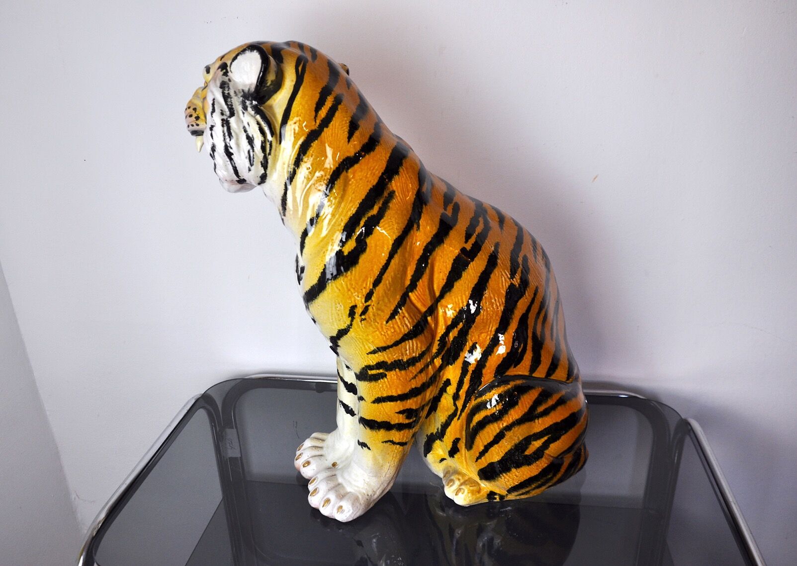 Ceramic Tiger, Italy, Signed, 1970