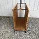 Vintage rattan and black metal magazine rack