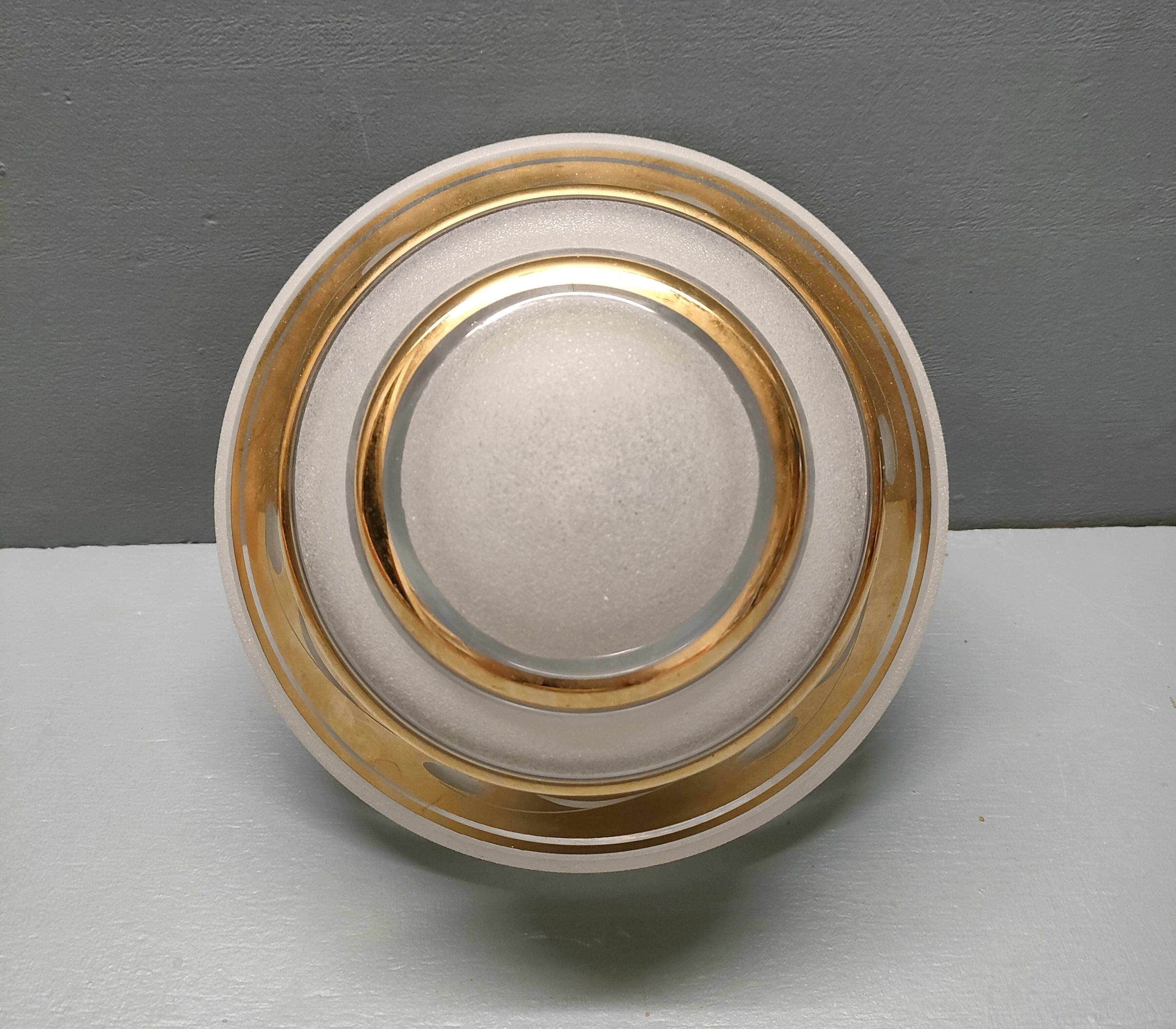 Art-deco globe for ceiling light - granite and gold glass - 1930s
