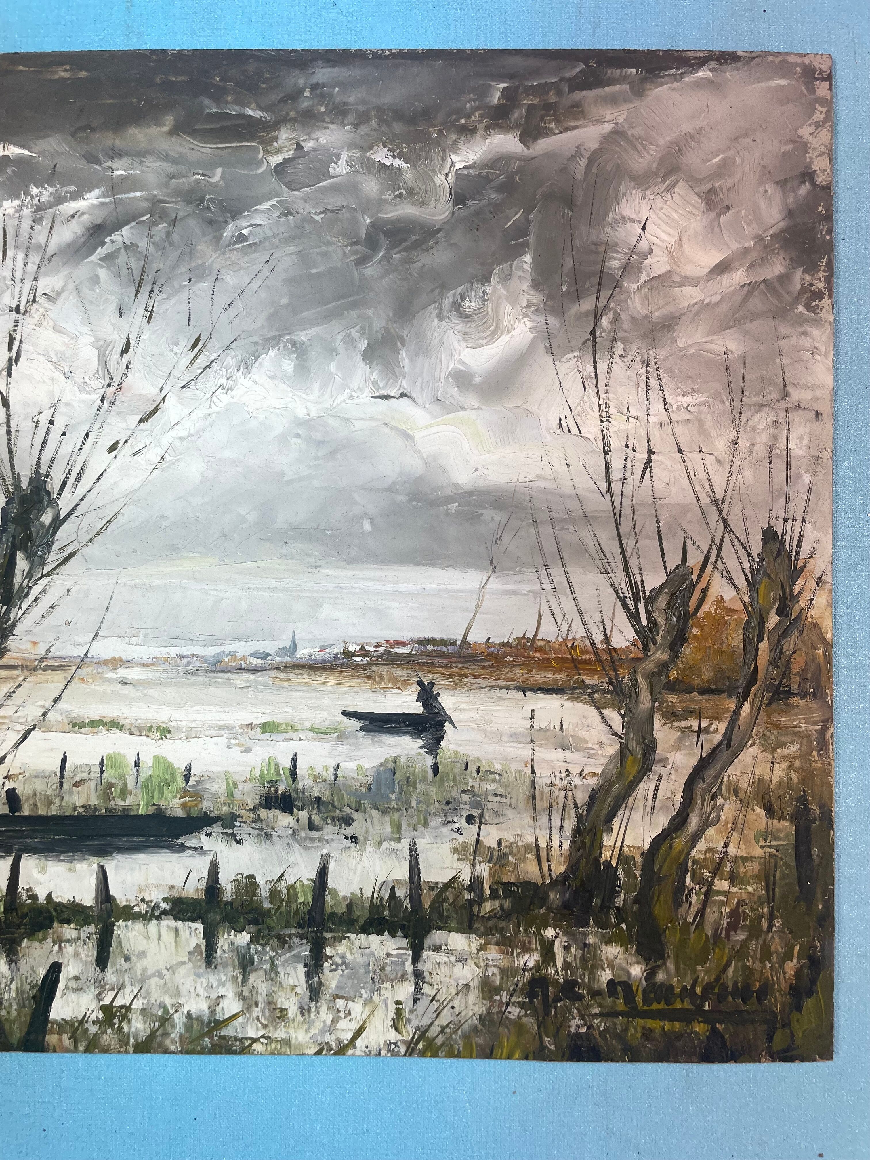 Oil painting on sorel by André Charles Naulau