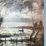 Oil painting on sorel by André Charles Naulau