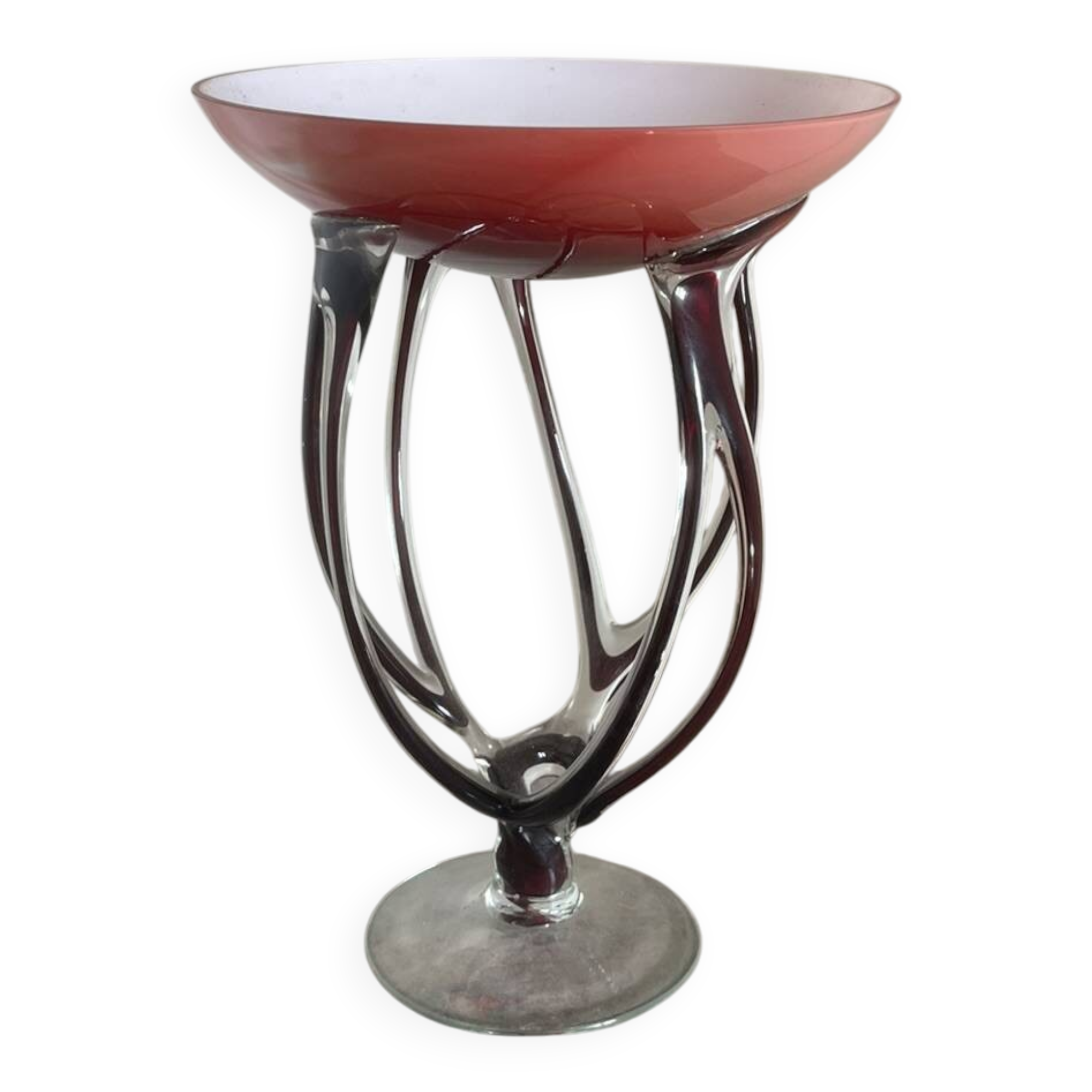 Antique Medusa Red Cup Vase Jozefina Krosno Octopus Blown Glass 30CM