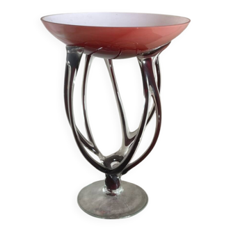 Antique Medusa Red Cup Vase Jozefina Krosno Octopus Blown Glass 30CM