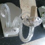 Pair of venice twisted glass wall lights 1 light on mirror background 50's