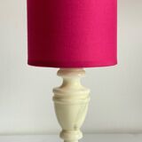 Lampe marbre et tissu fuchsia vintage