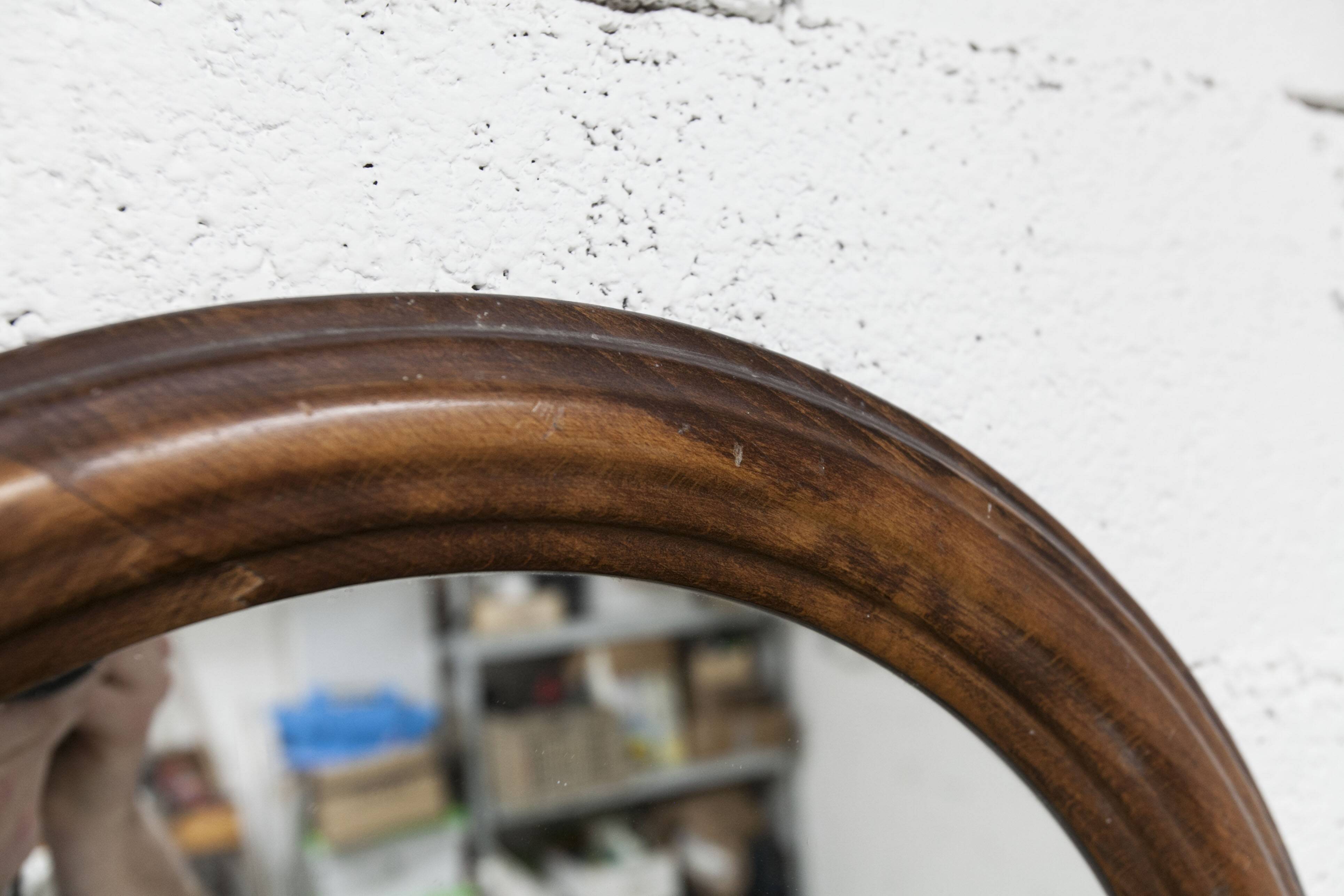 Round mirror, 1930s, wood, 58cm diameter