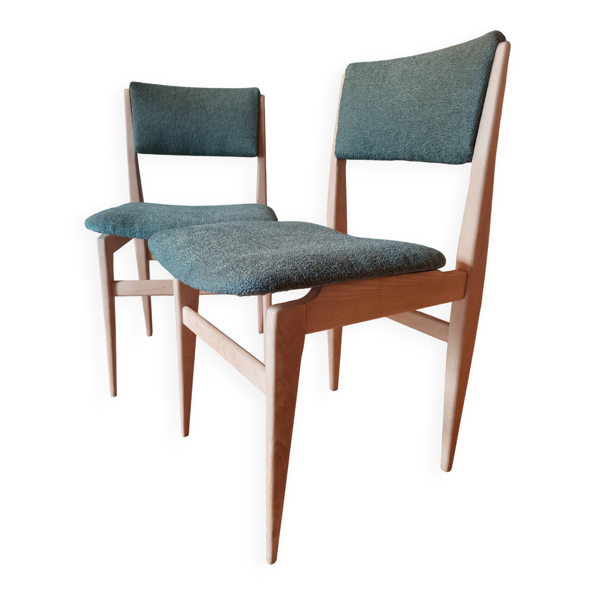 Green boucle Scandinavian chairs