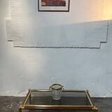 Gold-tone metal and imitation elm burl coffee table