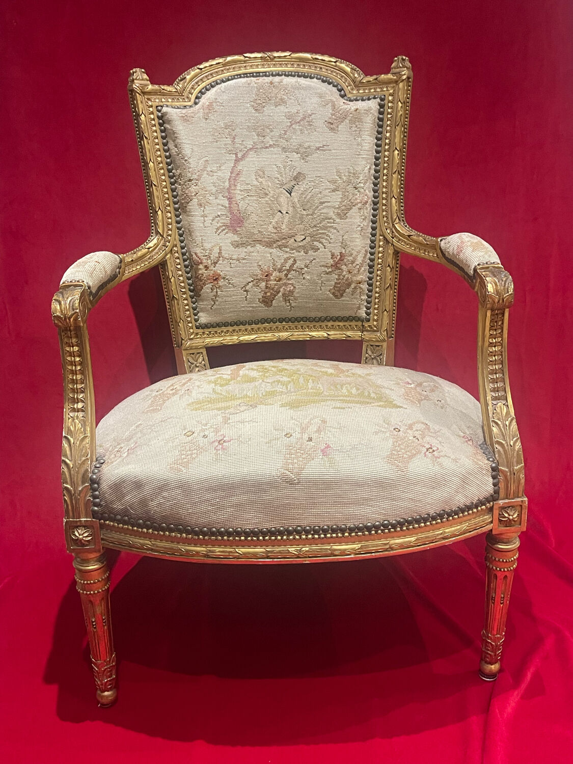 Armchair style Louis XVI gilded wood XIXth