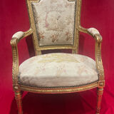 Armchair style Louis XVI gilded wood XIXth