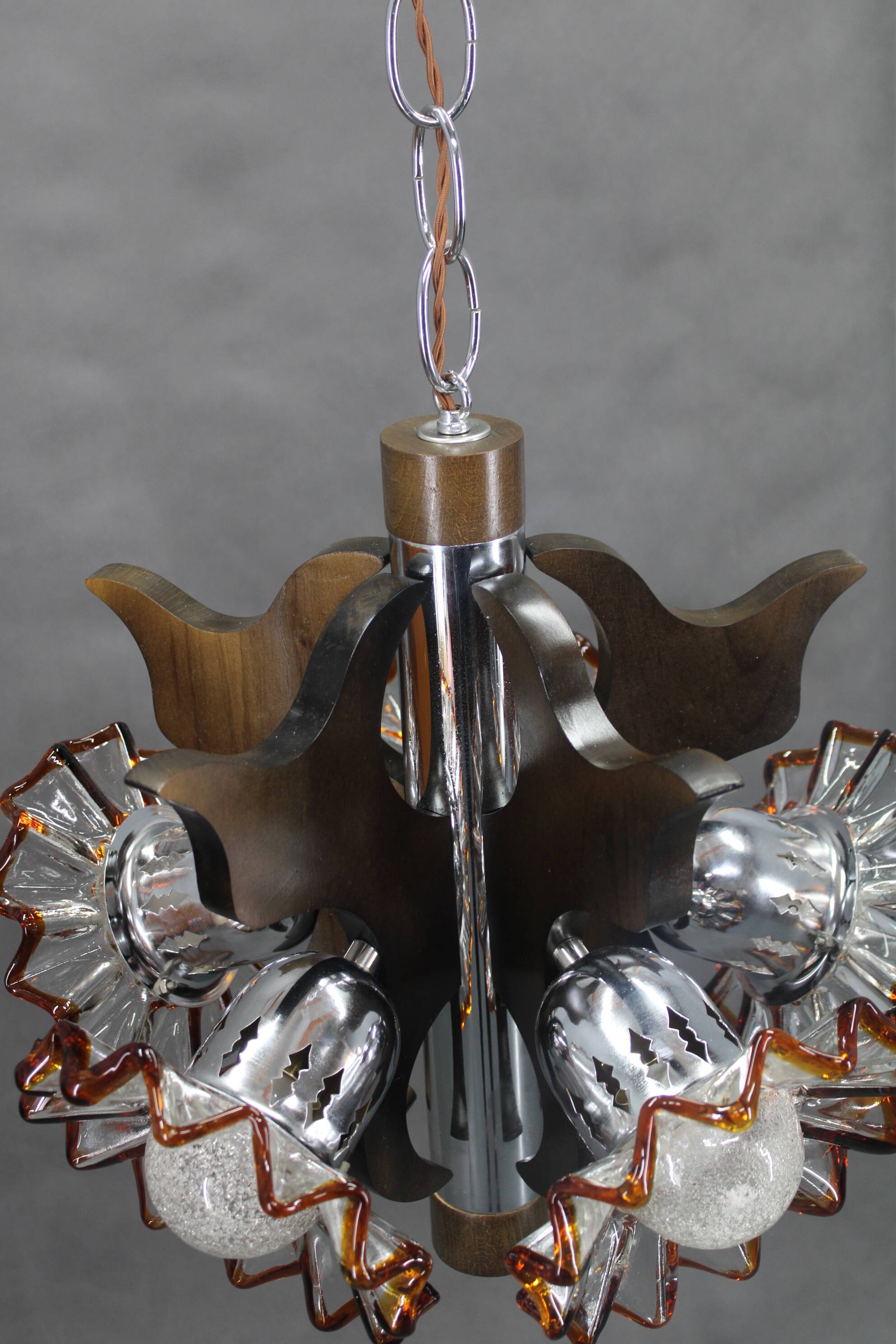 1970s Chandelier with Murano Glass Shades,Italy