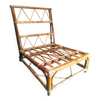 Chauffeuse en rotin par Audoux-Minnet - Golfe-Juan, 1950-1960