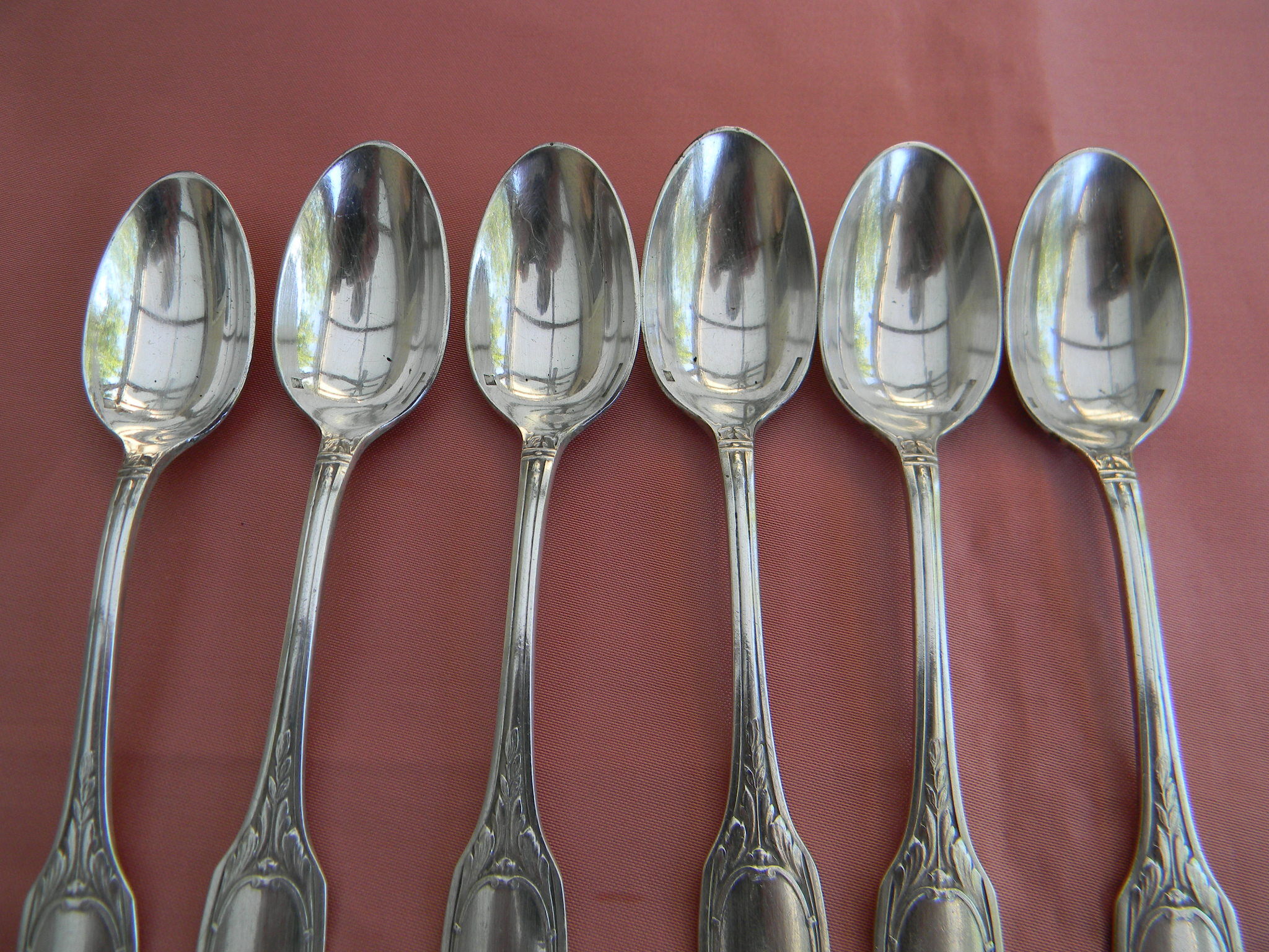 Set of 6 mocha spoons in silver metal christofle