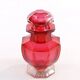 Biedermeier tea caddy, red crystal glass, Poland, 19th century