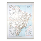 Brazil, period map, 1887, Authentic.