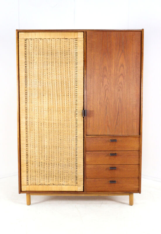 Sebastian Muggenthaler wardrobe - teak & Wicker - rare mid century design