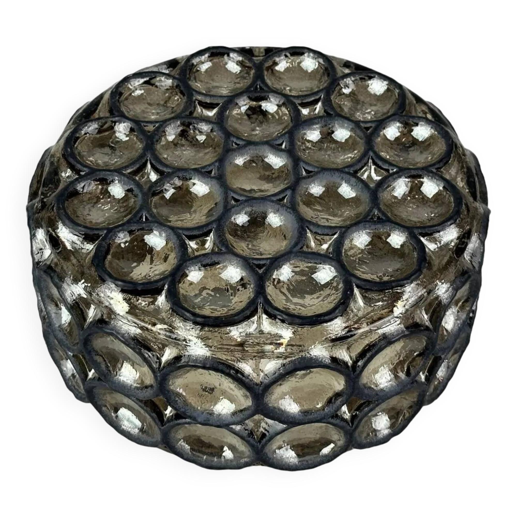 60s 70s ceiling lamp Glashütte Limburg Germany Plafoniere glass & metal