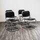 Set of 4 chrome steel rocking chairs, vintage modern 80s design.