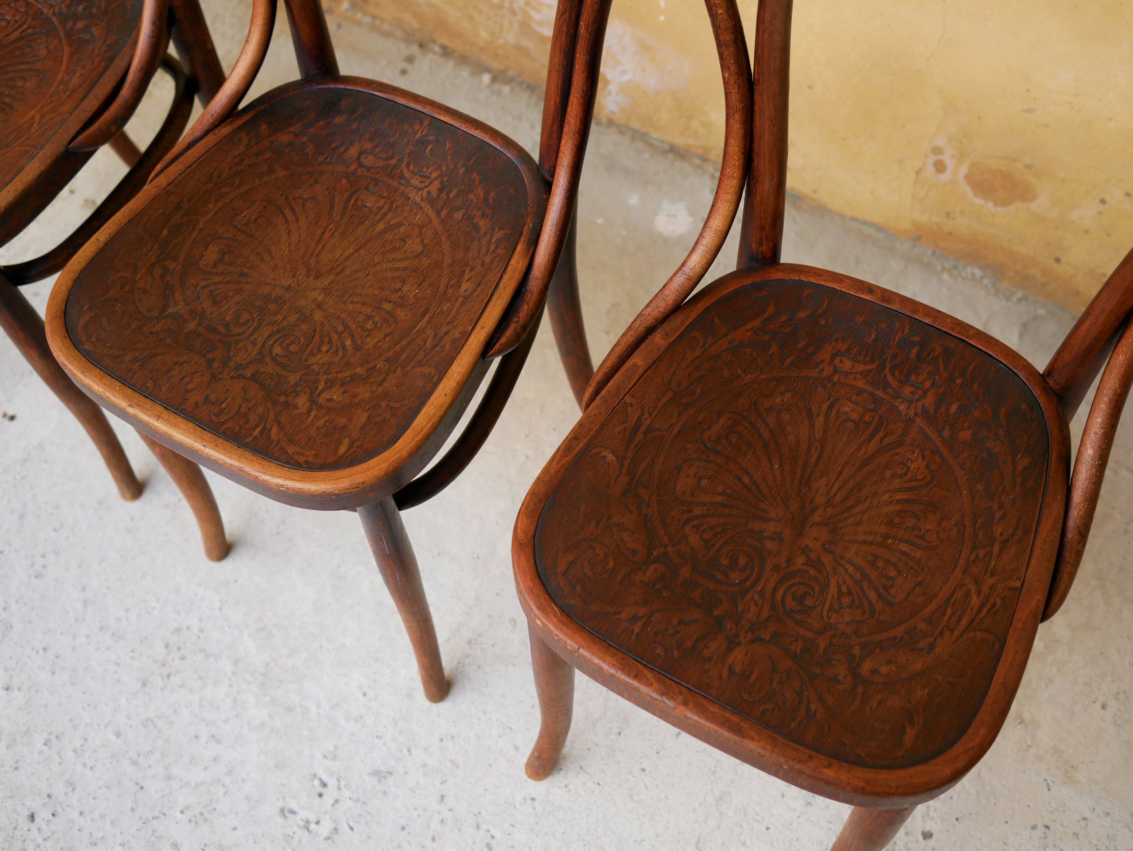 Set of 4 chairs Bistro, model n ° 55, by Jacob and Josef kohn