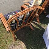 Set in vintage rattan sofa 3-seater seating and 2 seats