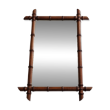 Large French mirror in turned bamboo-style wood, 54 x 76 cm