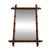 Large French mirror in turned bamboo-style wood, 54 x 76 cm