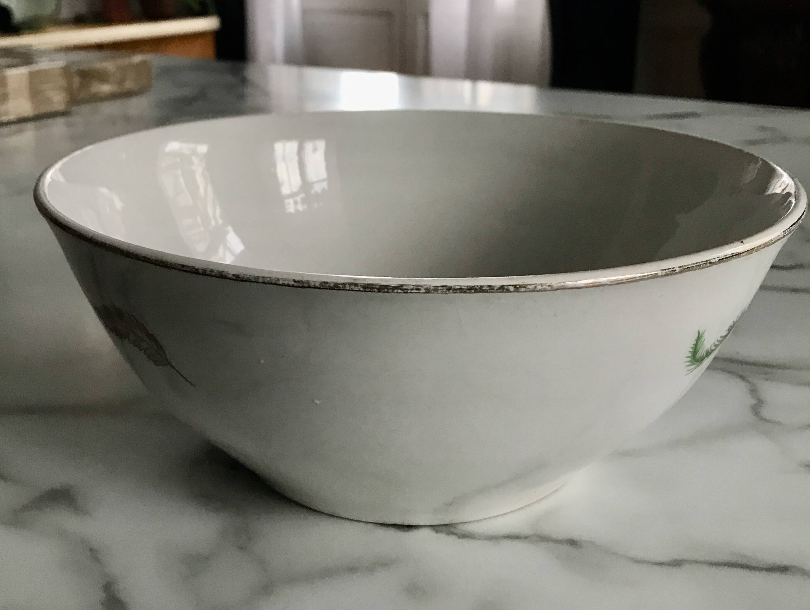 Vintage Digoin Sarreguemines fern salad bowl