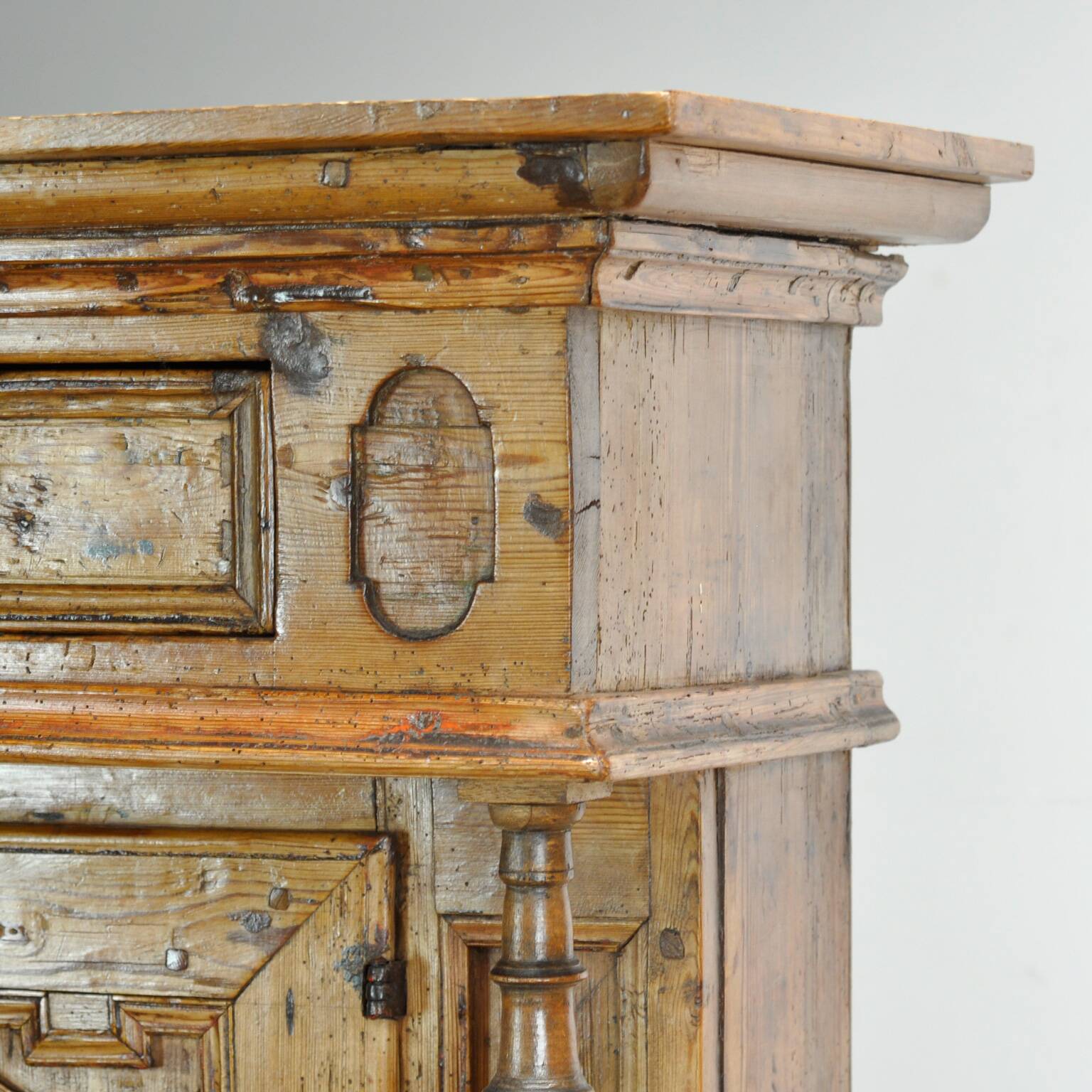 Rustic German pine and oak cabinet, circa 1850