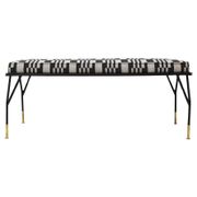 Modern Black Lacquered Iron and Patterned Fabric, 1970s Italian Stool