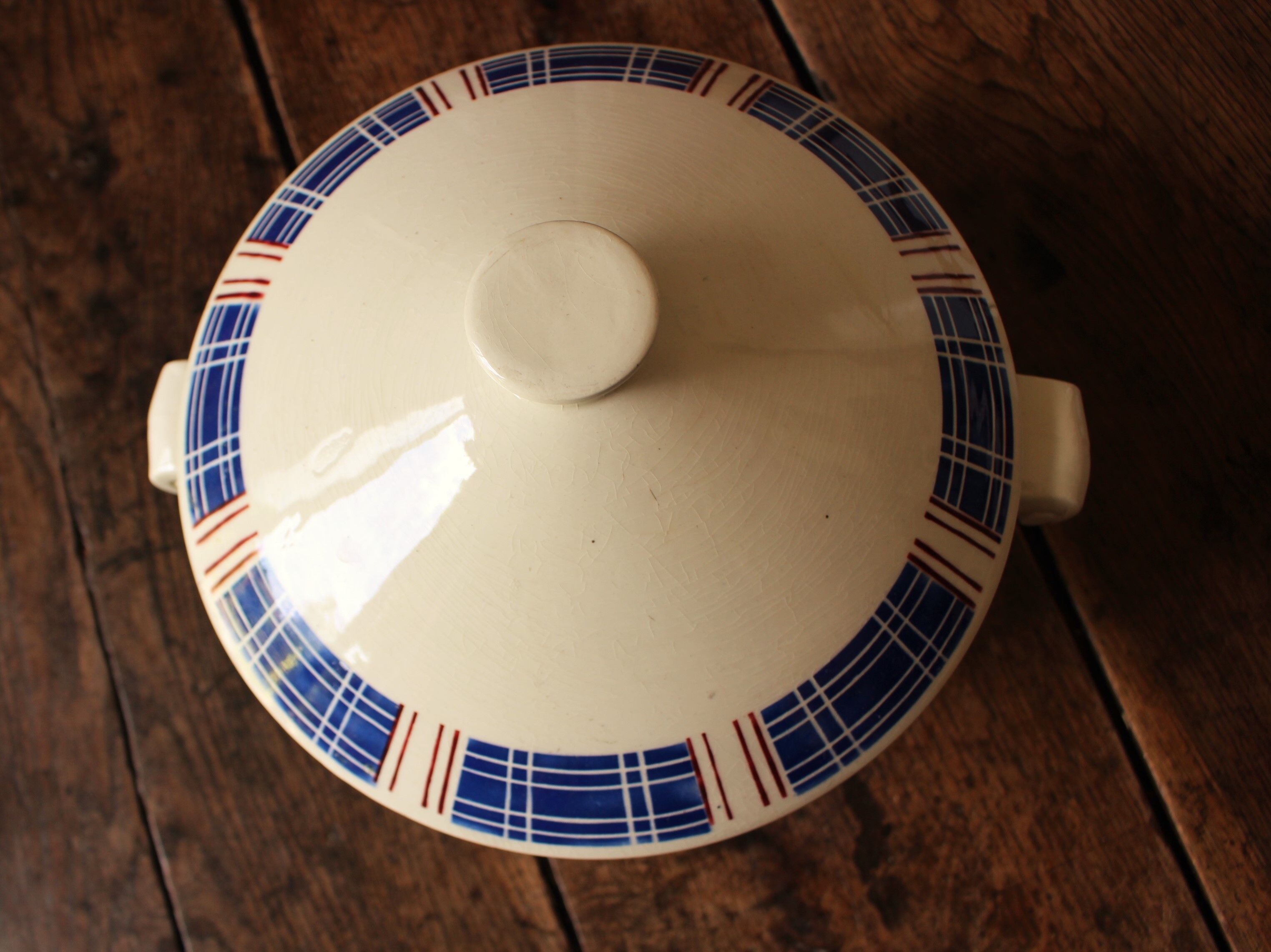 Soupière Badonviller Fécamp blue red 1900