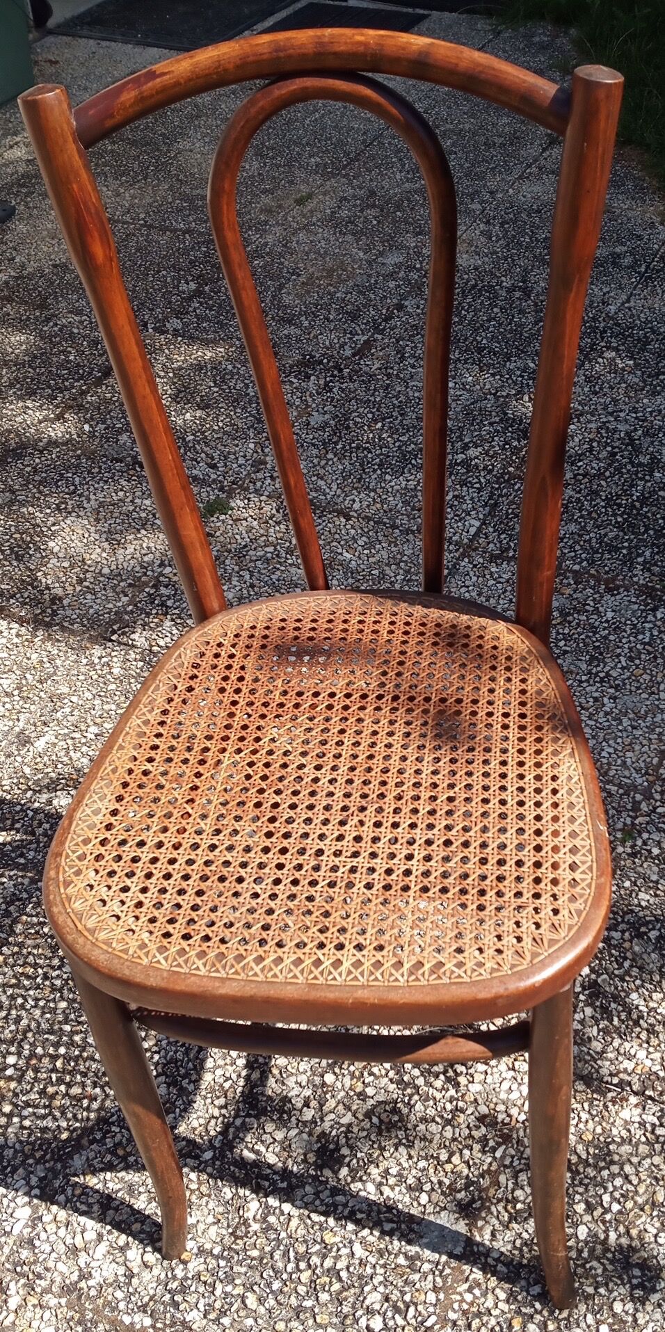 Bistro chair japy curved wood & old cannage