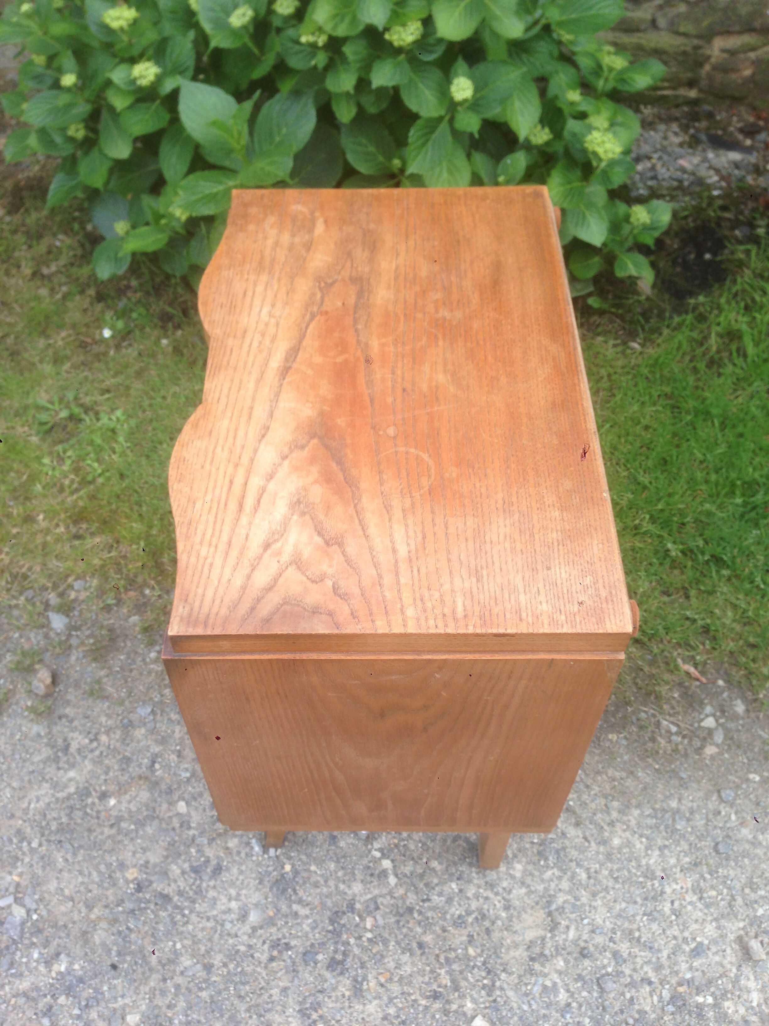 Vintage bedside table plated light oak.
