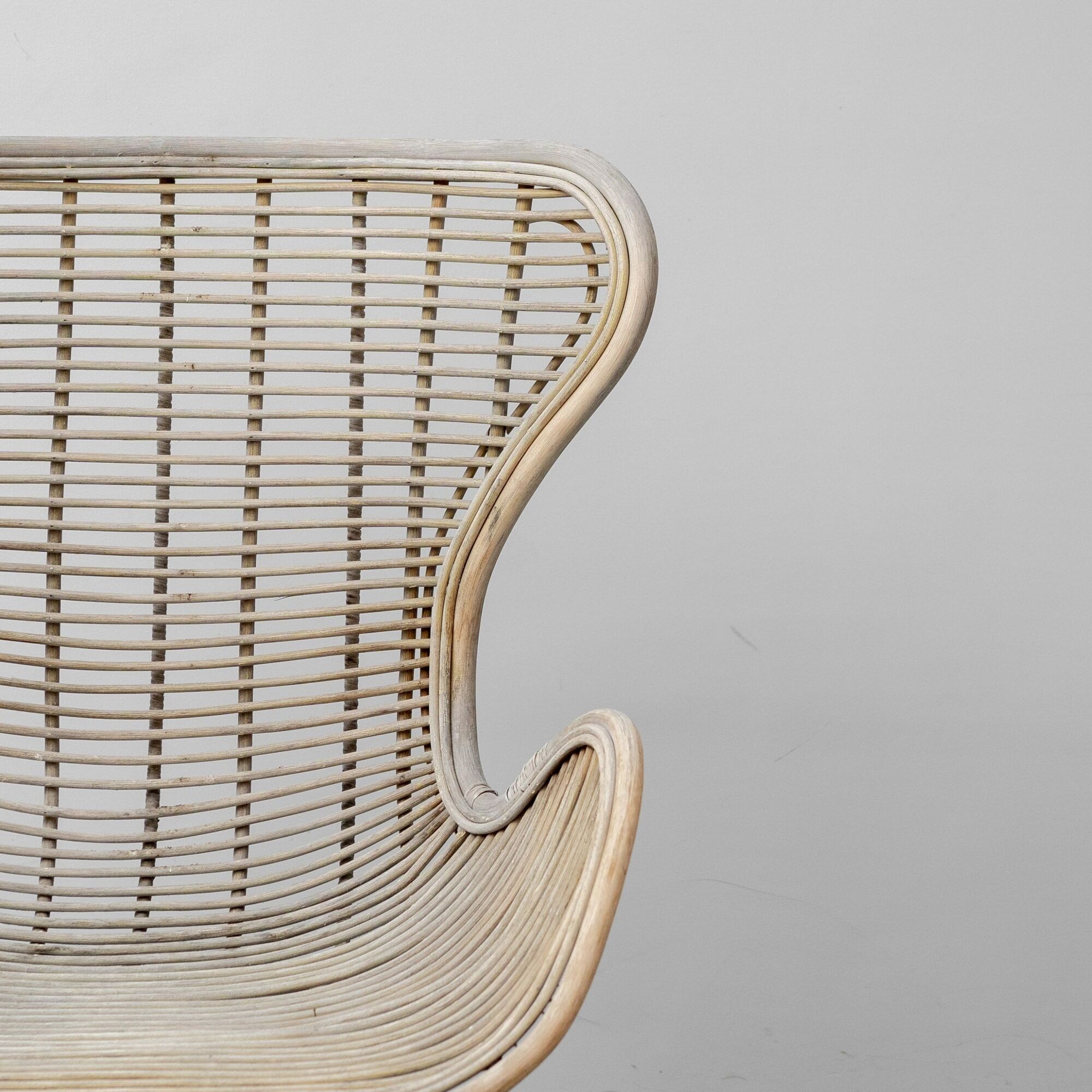 Vintage lounge armchair in rattan and metal, 1960s modernist design