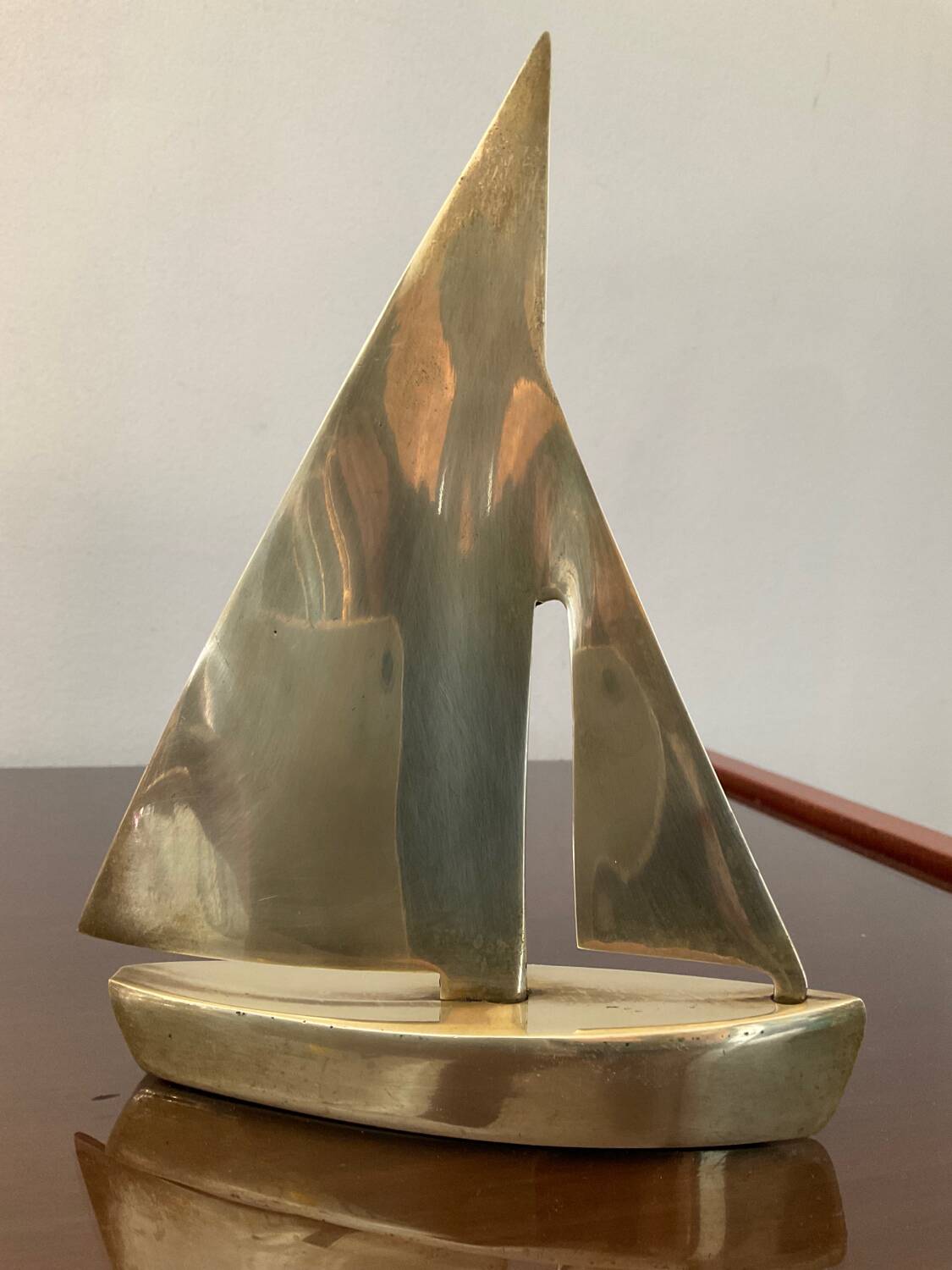 Vintage brass sailboat paperweight