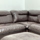High quality dark brown leather sofa set