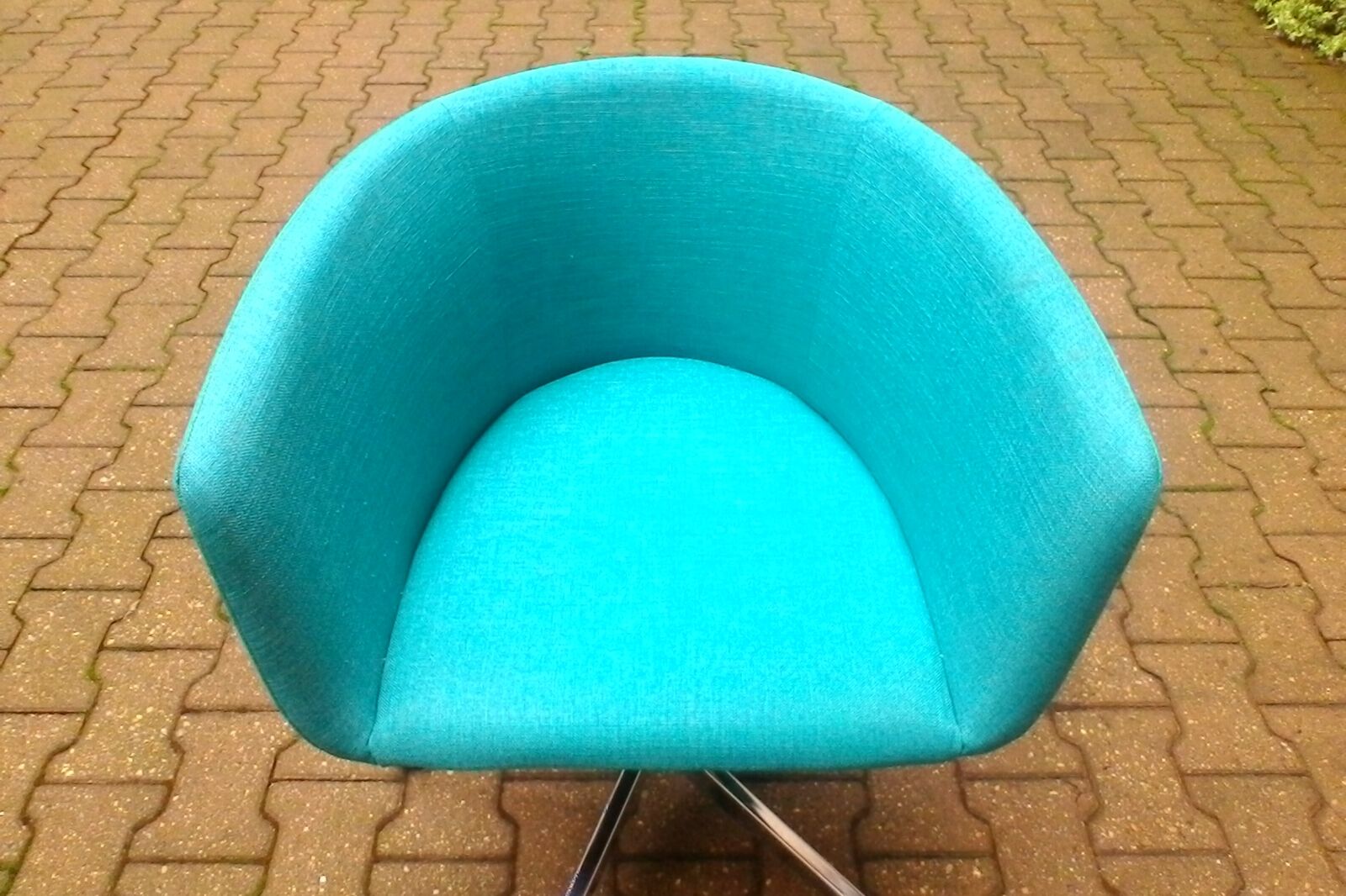 Turquoise mottled fabric armchair edited by CB2
