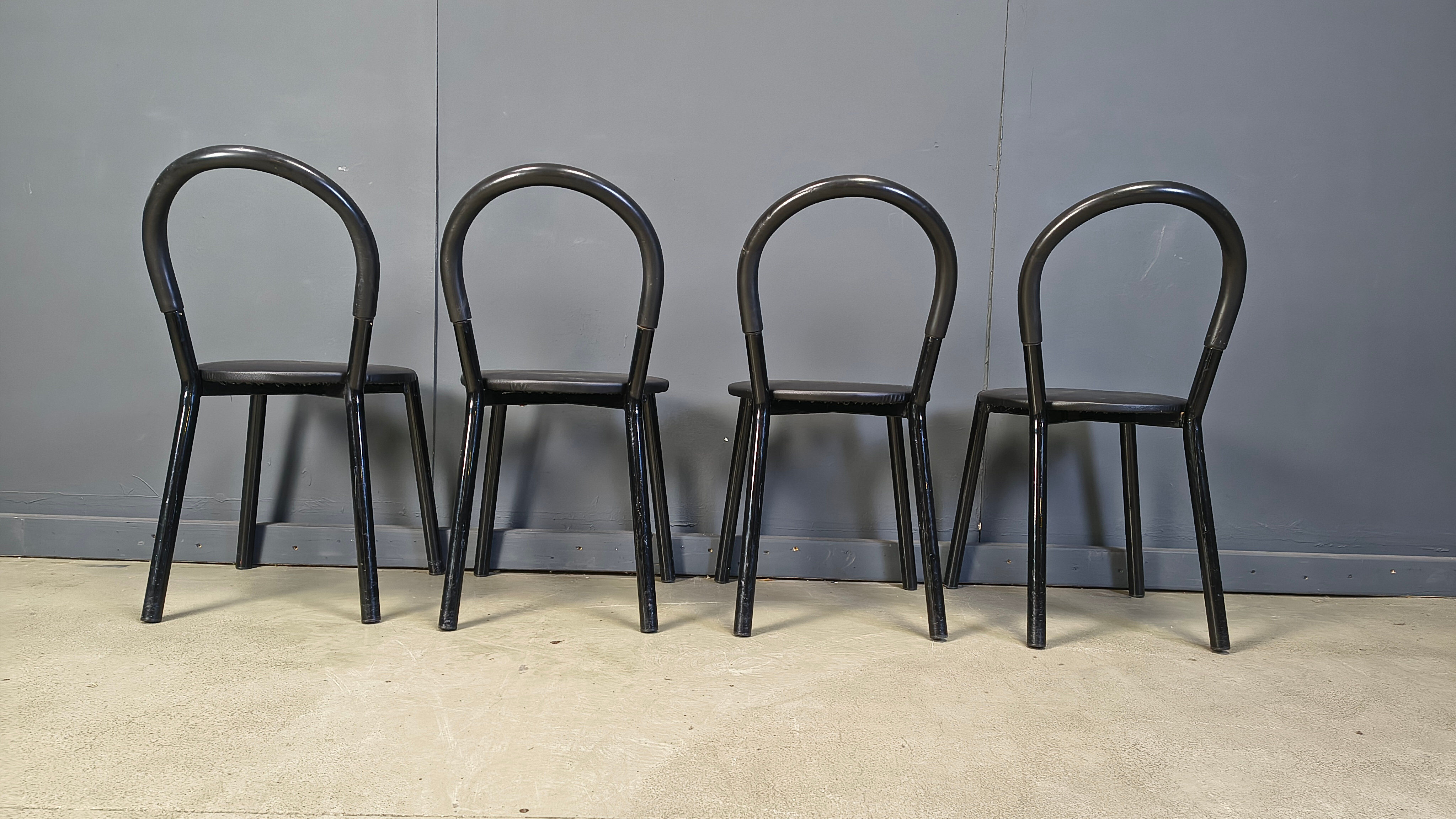 Postmodern Italian dining chairs set of 4 - 1980s