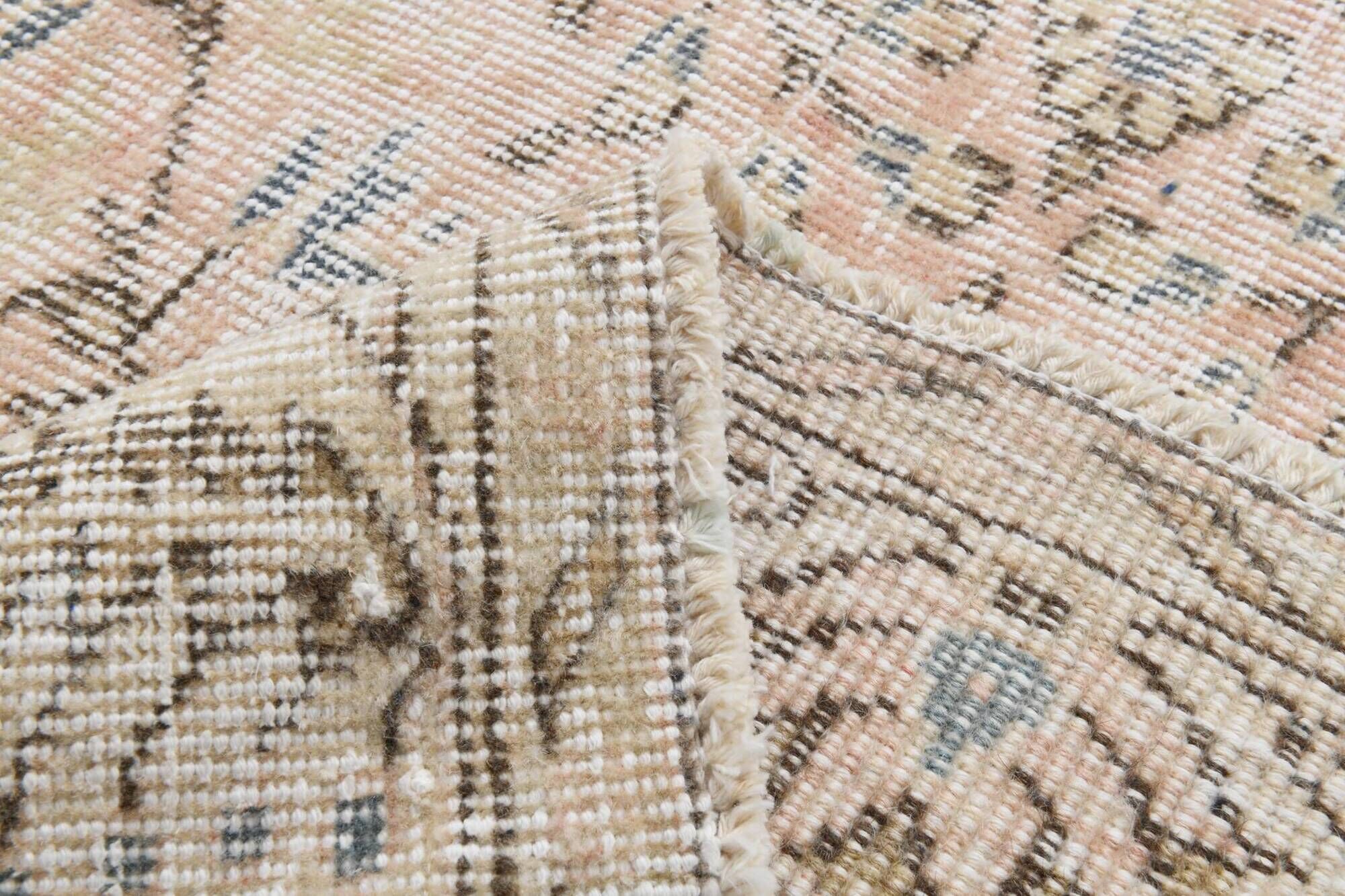 7x10 Blush Pink All-Over Floral Anatolian Vintage Rug, 215x304Cm