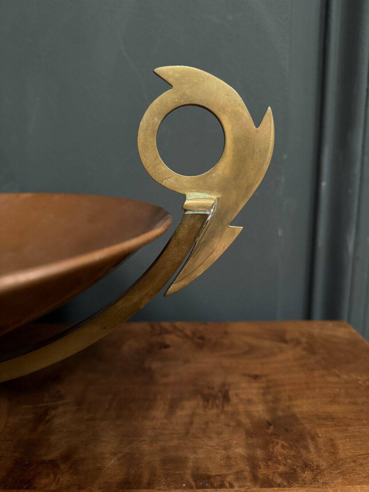 1930 copper bowl with Art Deco bronze handles
