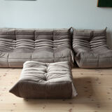 3-seater sofa, armchair and ottoman Togo velvet sofa designed by Michel Ducaroy 1973