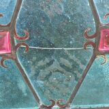 Old stained glass window in the Middle Ages style